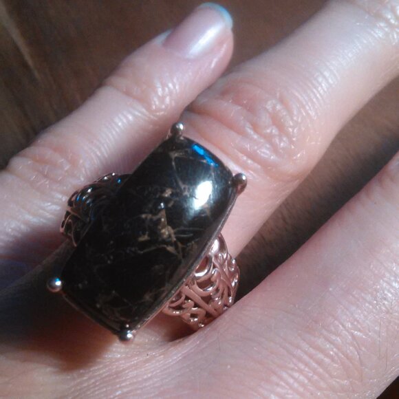 Matrix Silver Shungite Copper Ring (Size 8) - Picture 6 of 10